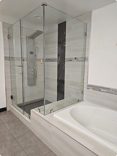 Glass shower cleaned after remodeling work