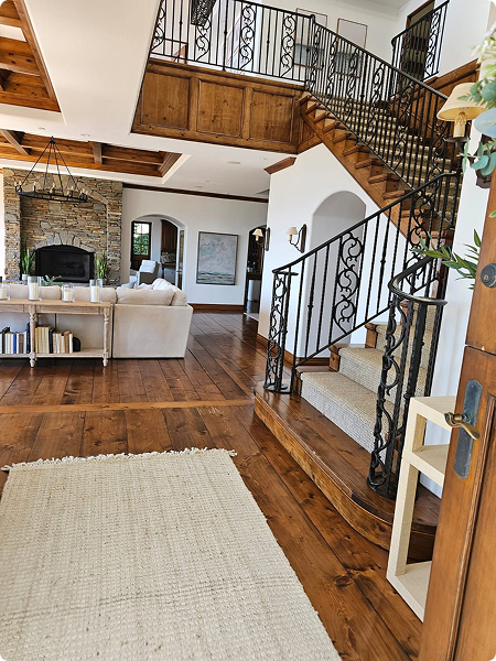 Cleaned living area with polished hardwood floors