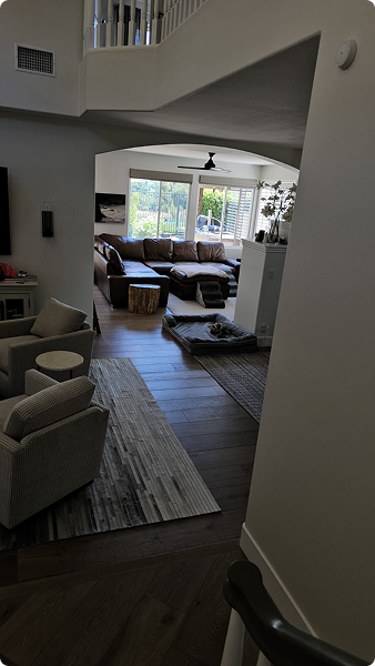 Open hallway and living space after a full home cleaning